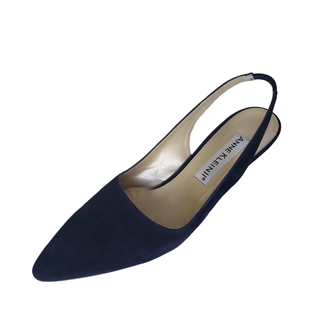 Anne Klein Suede Slingback Pumps Navy Blue Size 11.5
